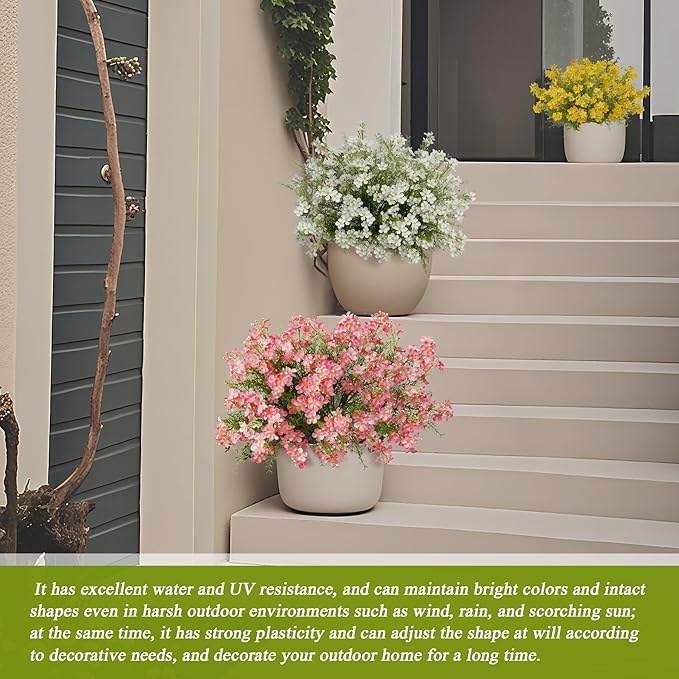 Spring Decorations for Home Fake Flowers Hydrangea Artificial Plants Indoor Mantle Decor Plastic Flowers Artificial Plants Outdoor Garden Decor Hanging Plants 6pcs（Pink） Flowers