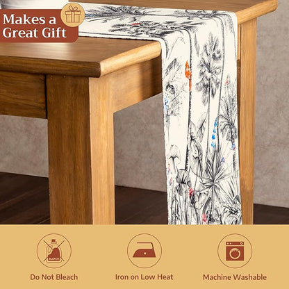 Maison d' Hermine Table Runner 100% Cotton Double Layer Table Runners 72 inches Long for Thanksgiving Christmas Decorations Home Kitchen Dining Party Wedding (Amazonia, 14.5" x 72")