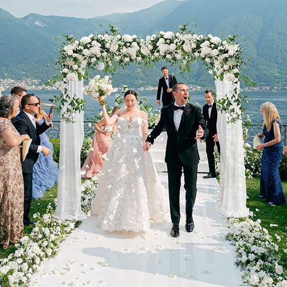 Square Balloon Arch Stand, 6.6x6.6 FT Gold Wedding Arch, Garden Arbor Garden Arches Metal Arch Backdrop Stand for Ceremony Party Birthday Bridal Baby Shower Anniversary Decoration