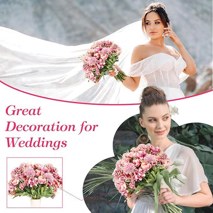 Olgaa 12 Bundles Peonies Artificial Flowers Silk Flowers Fake Peony Bouquet Faux Peonies Flowers Bulk for Wedding Decor Centerpiece Table Decorations (Purple Red)