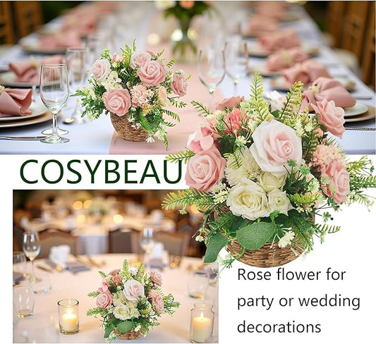 Artificial Flowers 25pcs Roses, Shade of Peach Foam Fake Rose Faux Flower for DIY Wedding Bouquets Bridal Shower Centerpieces Floral Arrangements Party Tables Home Decorations