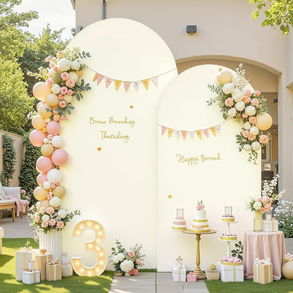 Ivory Arch Backdrop Cover Set of 2 Arch Cover 7.2 and 6ft Wedding Arch Cover Stretchy Backdrop Bridal Baby Shower Birthday Party Ivory Arch Covers Spandex