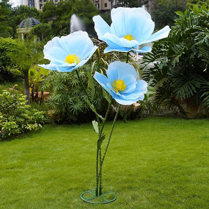 Giant Flowers for Decoration,Large Paper Flowers with Stand,Artificial Flowers for Home Decor,Wedding Background Decor,Shop Window Display,Photography Props,Banquet Party (Blue)