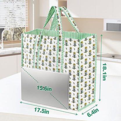 Floral Quilted Tote Bag Gifts for Women, Large Capacity Foldable Corduroy Handbags Christmas Birthday Gifts for Mom Wife Nurse, Reusable Grocery Bags for Work Shopping Travel Beach