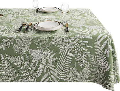 Rectangle Table Cloth,100% Waterproof Tablecloth Oil Proof Spill Proof Vinyl Table Cloth, Wipe Clean Plastic Table Cover for Dining, Camping, Indoor and Outdoor 54" x 84",Green Leaves