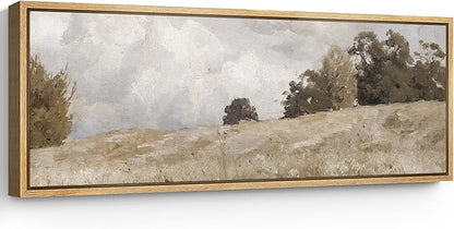 SIGNFORD Large Framed Canvas Print Wall Art Rustic Countryside Landscape Illustrations Modern Art Relax/Calm Warm for Living Room, Bedroom, Office - 60"x20"