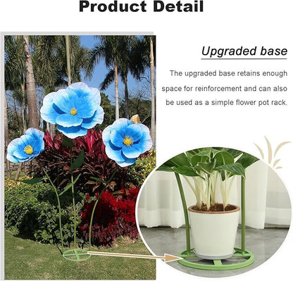 5.9 Ft Large Paper Artificial Flowers,Giant Flowers for Decoration,Standing Huge Handcrafted Poppy Flowers for Garden,Hotel,Office,Photography Props,Wedding,Art Gallery,Shop Window Display(B-Blue)
