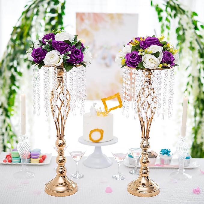 Flower Centerpieces for Wedding Tables: Wedding Table Decorations Purple & White Flower Balls Centerpieces for Engagement Cerebration Party Center Pieces 2 Packs