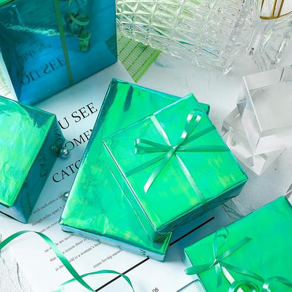 LeZakaa Green Wrapping Paper Roll - Holographic Iridescent Wrapping Paper for Birthday, Valentine's, Mother's Day, Holiday - 17 inches x 32.8 Feet (47.23 sq.ft.)