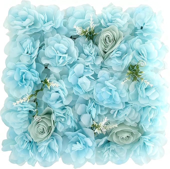 Flower Wall Backdrop, 12PCS 10.6"-15.7" Artificial Flower Wall Panel with Various Styles, 3D Floral Wall Decor for Wedding Photo Background Festive Party Home Decoration (F007, 13.8 * 13.8in)