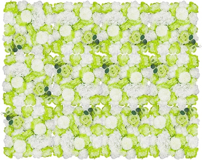 12Pcs Artificial Flower Wall Panel 3D Floral Backdrop Wall 15" X 15" Flower Wall Decor Flower Wall Backdrop Faux Flower Panel for Party Home Background Decor, Green