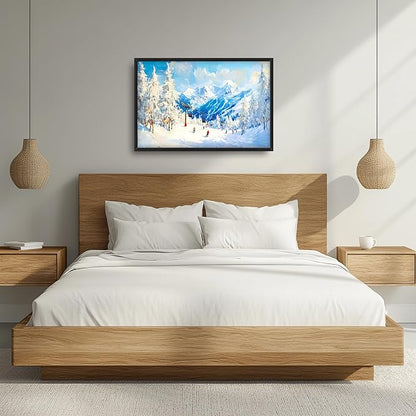 Snow Mountain Large Wall Art Ski Framed Wall Decor for Living Room, Mountains Pictures Oversized Canvas Print Painting Modern Extra Large Framed Artwork for Bedroom Office Home Decor 36"x24"