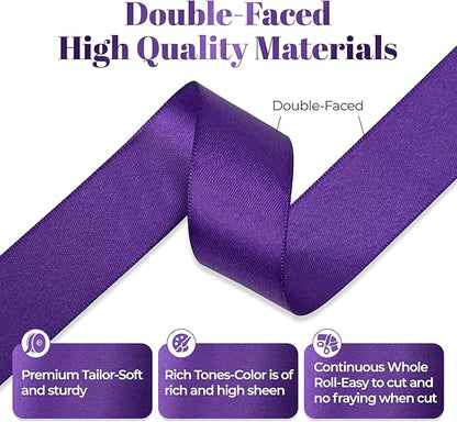 Purple Satin Ribbon, Double Faced 1 Inch X 25 Yards Purple Ribbon, Premium Satin Ribbon for Gift Wrapping, Crafts, Hair Bow Making, Sewing, Flower Bouquet, Wedding Party Decor