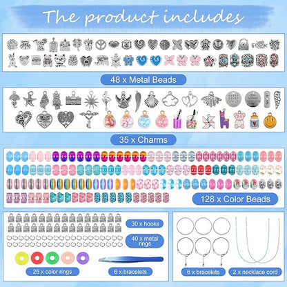 Uniartfy 305Pcs Charm Bracelet Making Kit with Organizer Box, Beads Charms for Jewelry Making Kit, Birthday Gifts for Girls 8-12, DIY Arts Crafts for 6 7 8 9 10 11 12 Year Old Kids, Teens, Women