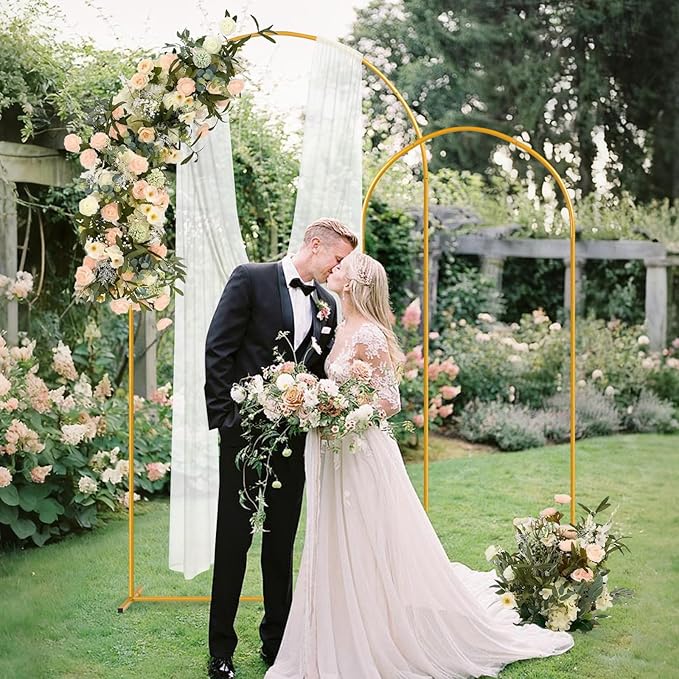 Tamodan 2 Pack Metal Wedding Arch (7.2ft+6ft) - Photo Booth Arch | Decoratable Backdrop Stand for Weddings, Gender Reveal, Baby Showers & More - Tool-Free Assembly