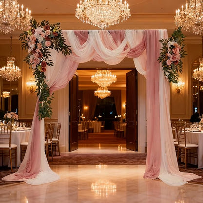 Artificial Wedding Arch Flowers Kit (Pack of 5),2pcs Artificial Hanging Flower Arch Decor,for Wedding Ceremony Arbor Reception Backdrop Rose Floral Party Outdoor Decoration Pink