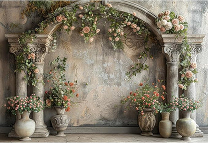 Baocicco 10x7ft Wedding Flowers Wall Backdrop Photography Vintage European Palace Victoria Wall Floral Background for Baby Shower Newborn Birthday Party Decorations Photo Booth Girl Women Portrait