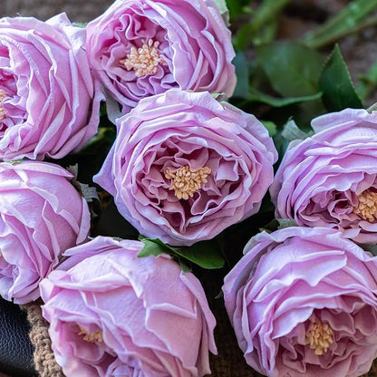 Fake Flowers for Decoration Home Decor Real Touch Artificial Flowers Austin Rose Peony Latex Fake Flower Living Room Decoration Vivid Pink Roses Peonies (Light Purple 4pcs)
