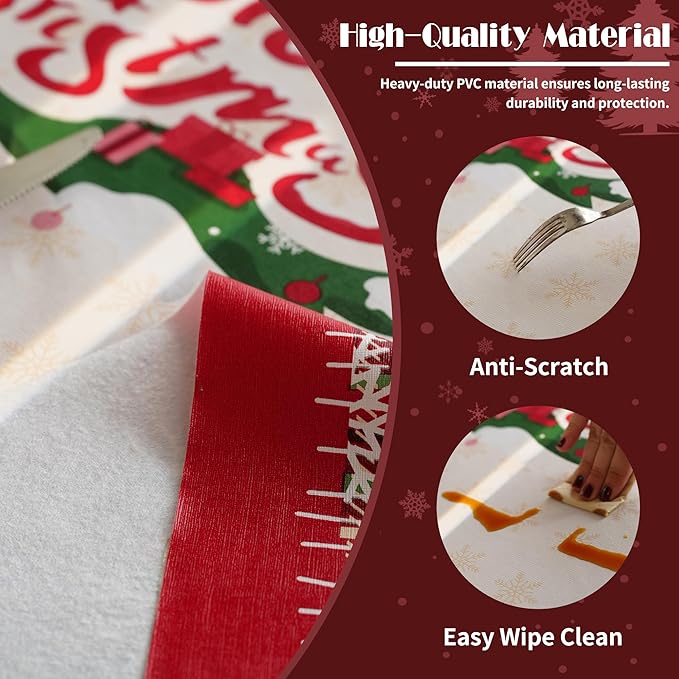 Christmas Rectangle Table Cloth,100% Waterproof Tablecloth,Christmas Decorations for Home, Vinyl Tablecloth Plastic Table Cover for Party，Picnic,Dining,Outdoor 54" x 78",Christmas Trees