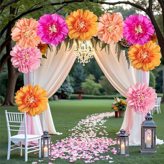 6PCS Tissue Paper Flowers，Handmade Colorful Giant Crepe Artificial Flowers Decorations for Wall,12 Inches Large Flowers for Wedding Birthday BabyShower Party Home Decor Supplies