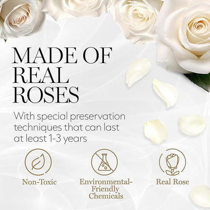 GLAMOUR BOUTIQUE 7 Flower Forever Heart Shape Box - Preserved Roses Gift for Her, Preserved Flowers, White