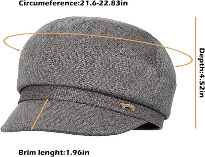 Women Retro Classic Visor Newsboy Cabbie Cap Beret Hats with Flower Buckle for Woman Ladies