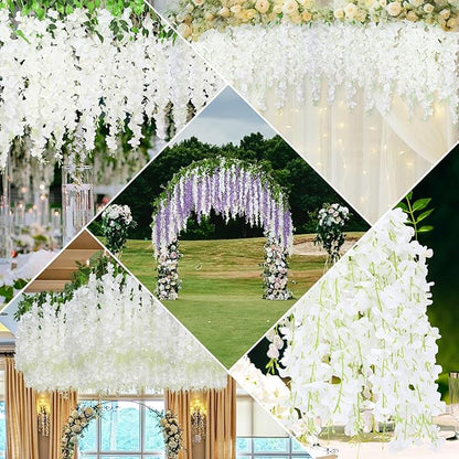 Yastouay 28 Pcs Wisteria Hanging Flowers, 3.77 Ft/Pcs Artificial Hanging Flowers, White Fake Wisteria for Wedding Party Backdrop Wall Home Decoration