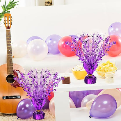 Crowye 3 Pieces Metallic Foil Spray Centerpiece Christmas Party Star Table Decoration Burst Centerpieces Fall Table Decor for Birthday New Year 2026 Party Holiday(Purple)