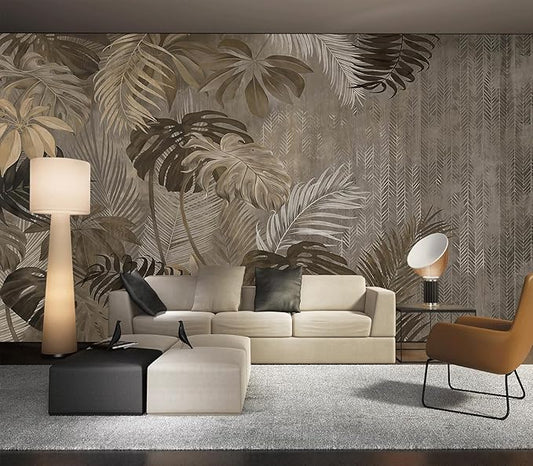Cliouar-Turtle Backed Bamboo Plantain Leaf Plant Wall Mural Wallpaper Peel and Stick 160" x 114"