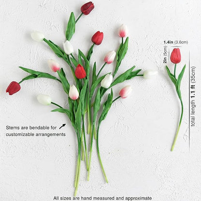 FiveSeasonStuff Real Touch Tulips Artificial Flowers – 15 Stems Faux Tulip Bouquet in Gift Box for Wedding, Home Decor, Party, Floral Arrangements (Charming Lady)