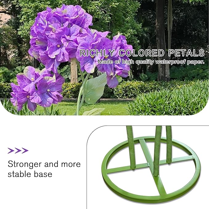 3Pcs Large Hydrangea Flowers Artificial Flower Decoration, Giant Artificial Flower Art Decor for Garden, Hote, Office, Home Farmhouse Decor, Wedding, Art Gallery, Store (Purple)