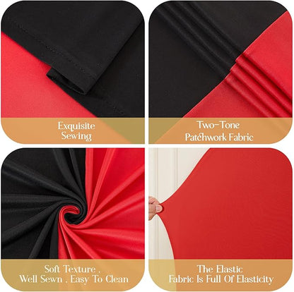 Black and Red Arch Backdrop Cover 8FT 7.2FT 6.6FT Arch Covers Stretchy Backdrop Set of 3, Wedding Arch Cover Spandex Fitted Double-Color Fabric Arch Covers for Party Baby Shower Birthday Decoration
