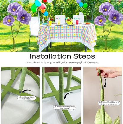 Giant Purple Artificial Hydrangea Flowers, 3Pack Large Fake Paper Flower for Decoration, No Fading 6.1Ft Tall Artificial Silk Flower Party Banquet Background Decor for Indoor Outdoors Large Bouquet
