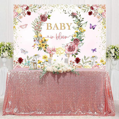 InMemory Baby in Bloom Backdrop Wildflower Baby Shower Decorations for Girl,Spring Wildflowers Baby in Bloom Baby Shower Banner Background Wild Floral BabyShower Party Supplies Photobooth Props 6x4ft