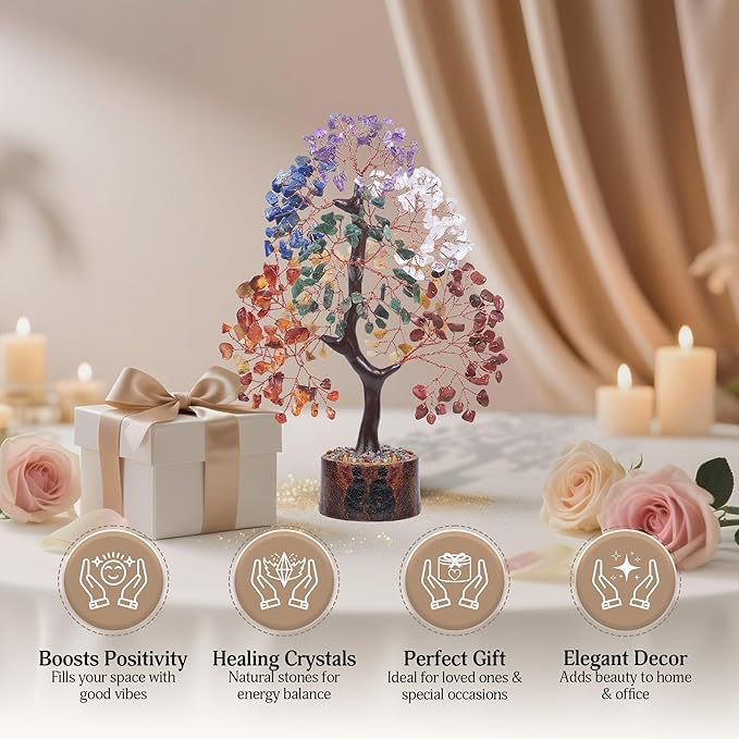 7 chakra tree of life crystal tree, home decor living room decor aesthetic office decor , birthday gifts for women , birthday gifts for mom , retirement gift for woman , crystals and healing stones