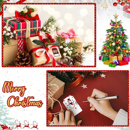 Zonon 720 Pieces Self Adhesive Christmas Gift Tag Xmas Kraft Name Tags Natural Kraft Xmas Stickers Paper Tags Labels for Christmas Decoration(Snowman Style)
