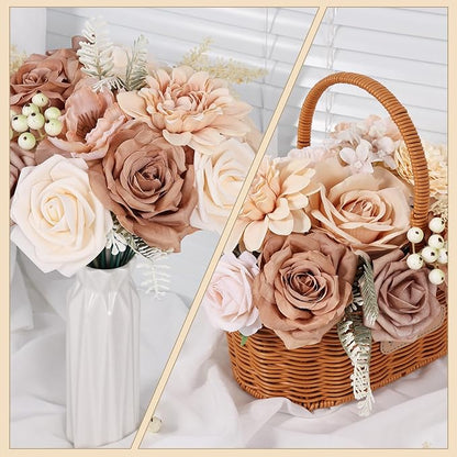 Artificial Flowers Combo Box Fake Rose for DIY Floral Arrangements Wedding Bouquets Centerpieces Baby Shower Party Home Decorations Nude Color
