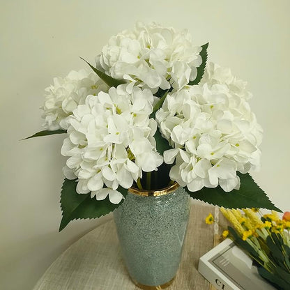 Hydrangea Artificial Flowers,Faux Hydrangea Flowers,Artificial Hydrangeas Flowers with Stems,Fake Hydrangeas,Silk Hydrangeas Flowers with Stems for Home Decor (10, White)