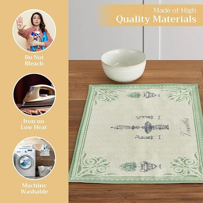 Maison d' Hermine Placemats Set of 2 100% Cotton Washable Cloth Place Mats, Reusable Table Mats for Kitchen Dining Decoration, Party, Wedding, Restaurant Spring/Summer (Jardin Du Roy, 13" x 19")