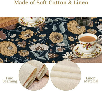 Boho Floral Table Runner Bohemian Floral Vintage Home Kitchen Dining Table Decoration 13x108 Inch 1PCS