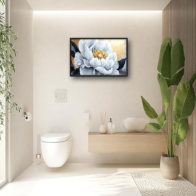 Flower Large Wall Art Framed Gold Wall Decor for Living Room Abstract Floral Pictures Oversized Canvas Print Painting Modern Extra Large Framed Artwork for Bedroom Office Home Decor 36"x24"