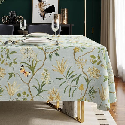Rectangle Table Cloth,100% Waterproof Tablecloth Oil Proof Spill Proof Vinyl Table Cloth, Wipe Clean Plastic Table Cover for Dining, Camping, Indoor and Outdoor 54" x 84",Leaves