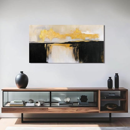 Canvas Wall Art Decor Wall Art Pictures for Living Room Abstract Art Work Black and White Wall Art Decor Modern Black and Gold Abstract Wall Art Prints For Bedroom Office Kitchen Wall Decor 20" x 40"