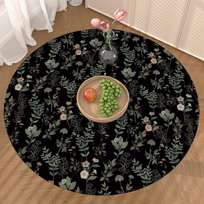 Black Green Floral Wallpaper 17.4" x 394", Dark Green Leaf Contact Paper Peel and Stick Wallpapers Waterproof Self-Adhesive Wall Covering for Bedroom Countertop Desk Cabinets Decor