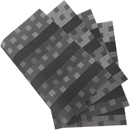 Gugrida Black Placemats 6pcs Placemats Stain PVC Table Mats Woven Vinyl Placemats
