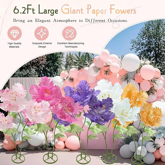 Giant Paper Flowers Artificial Flower, Waterproof Durable Non-Fading 3D Floral Decor Wedding Birthday Party Banquet Home Garden Hotel Exhibition Christmas Easter Halloween Decoration,Champagne/Orange