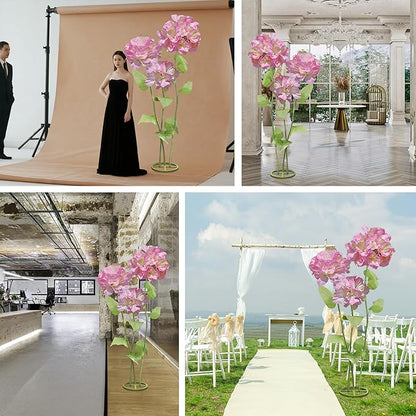 3Pcs Giant Artificial Flowers, Fake Hydrangea Decorations, for Wedding Baby Shower Birthday Christmas Party Banquet Backdrop Shop Window Display Props (Pink)