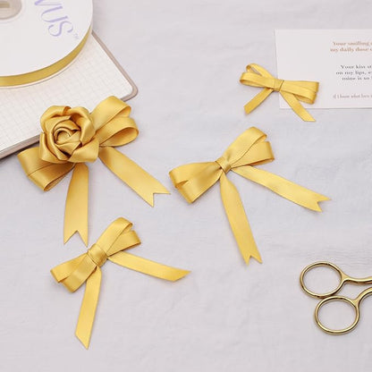 Light Gold Satin Ribbon, Double Faced 1/4 Inch X 50 Yards Light Gold Ribbon, Premium Satin Ribbon for Gift Wrapping, Crafts, Hair Bow Making, Sewing, Flower Bouquet, Wedding Party Decor