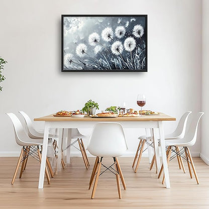 Rustic Dandelion Large Wall Art Framed Wall Decor for Living Room Farmhouse Floral Pictures Oversized Canvas Print Painting Modern Extra Large Framed Artwork for Bedroom Office 36"x24"