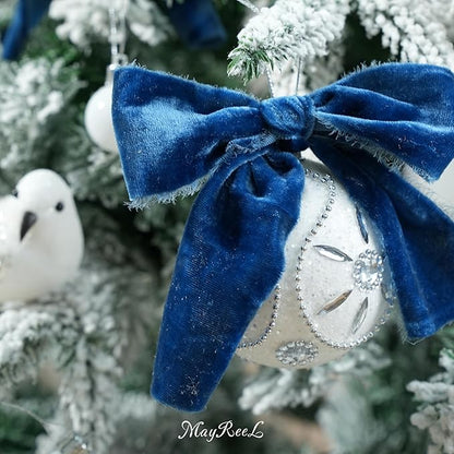 MAYREEL 2 Inch Blue Velvet Ribbon Hand Torn Navy Blue Silk Frayed Edge for Bridal Bouquets Invitations Wedding Vow Books Gift Baskets Hair Bows 3 Yards